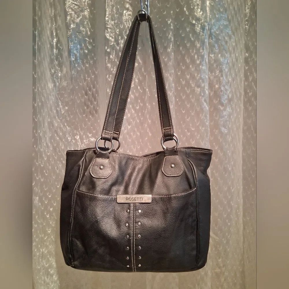 Rosetti Black Leather Tote Bag
